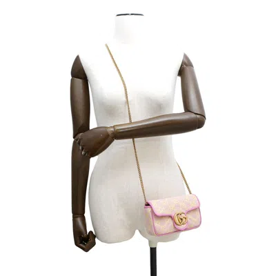 Pre-owned Gucci Pink Yellow Canvas Shoulder Bag ()