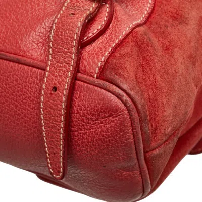 Pre-owned Gucci Red Brown Bamboo Leather Backpack ()