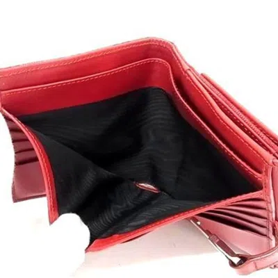 Pre-owned Gucci Red Color Gg Canvas Leather Wallet (bi-fold) ()