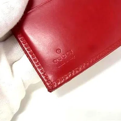 Pre-owned Gucci Red Color Gg Canvas Leather Wallet (bi-fold) ()
