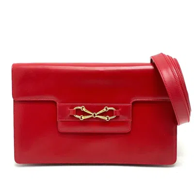 Pre-owned Gucci Red Color Leather Clutch Bag Shoulder Bag ()