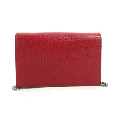 Pre-owned Gucci Red Color Leather Clutch Bag Pouch Shoulder Bag ()