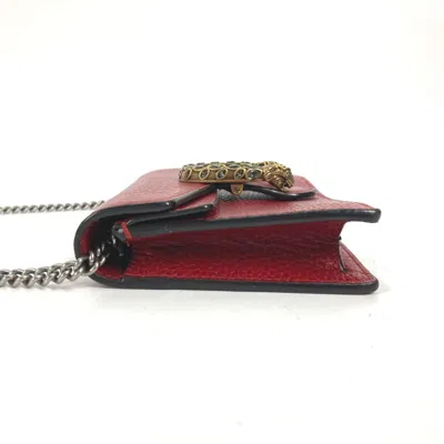 Pre-owned Gucci Red Color Leather Clutch Bag Pouch Shoulder Bag ()