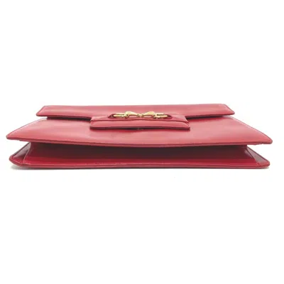 Pre-owned Gucci Red Color Leather Clutch Bag Shoulder Bag ()