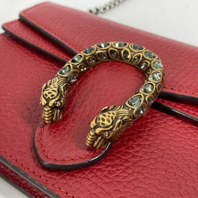 Pre-owned Gucci Red Color Leather Clutch Bag Pouch Shoulder Bag ()