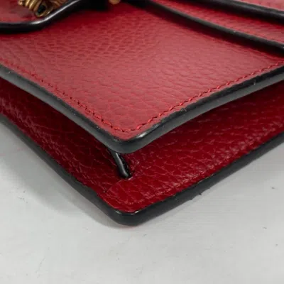 Pre-owned Gucci Red Color Leather Clutch Bag Pouch Shoulder Bag ()
