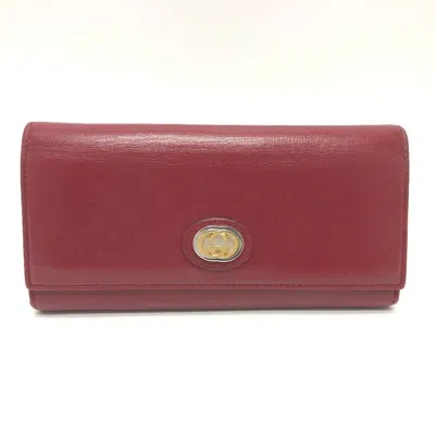 Pre-owned Gucci Red Color Leather Long Wallet (bi-fold) ()
