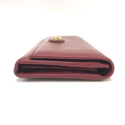 Pre-owned Gucci Red Color Leather Long Wallet (bi-fold) ()