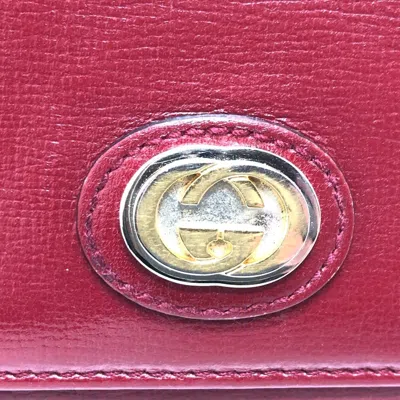 Pre-owned Gucci Red Color Leather Long Wallet (bi-fold) ()