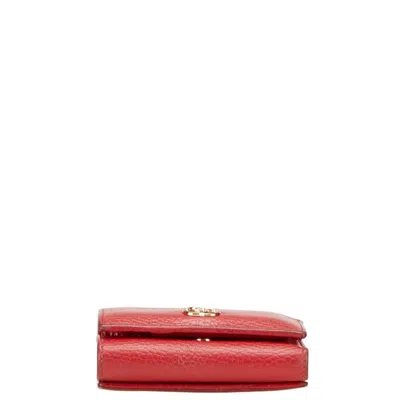 Pre-owned Gucci Red Color Leather Wallet (tri-fold) ()