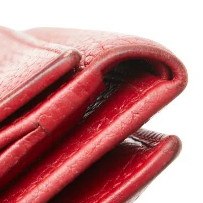 Pre-owned Gucci Red Color Leather Wallet (tri-fold) ()