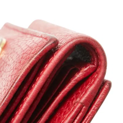 Pre-owned Gucci Red Color Leather Wallet (tri-fold) ()