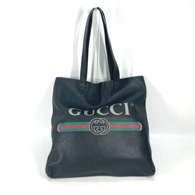 Pre-owned Gucci Sherry Line Black Leather Shoulder Bag Tote Bag ()