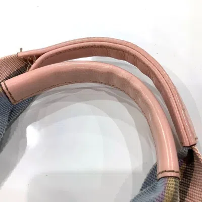 Pre-owned Gucci Sherry Line Beige Pink Canvas Leather Tote Bag ()