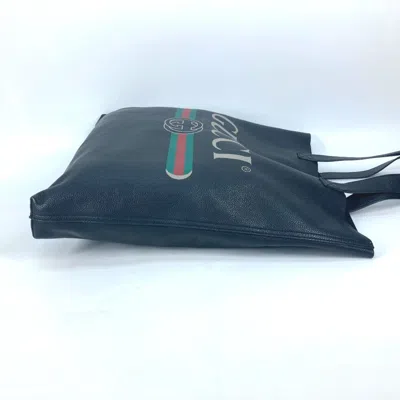 Pre-owned Gucci Sherry Line Black Leather Shoulder Bag Tote Bag ()