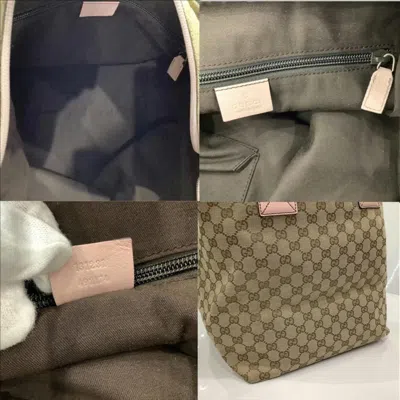 Pre-owned Gucci Sherry Line Beige Pink Canvas Leather Tote Bag ()