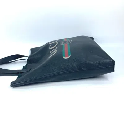 Pre-owned Gucci Sherry Line Black Leather Shoulder Bag Tote Bag ()