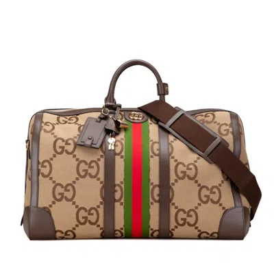 Pre-owned Gucci Sherry Line Brown Canvas Leather Boston Bag Shoulder Bag ()