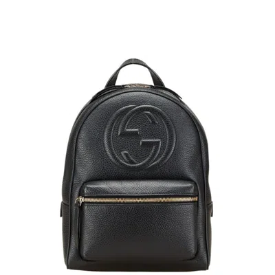 Pre-owned Gucci Soho Black Leather Backpack ()
