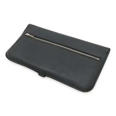 Pre-owned Hermes Ardoise Dark Gray Togo Leather Long Wallet (bi-fold) ()