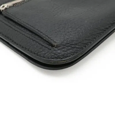 Pre-owned Hermes Ardoise Dark Gray Togo Leather Long Wallet (bi-fold) ()