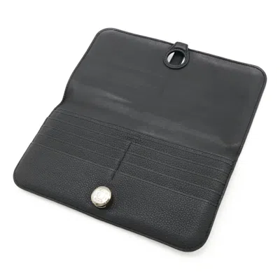 Pre-owned Hermes Ardoise Dark Gray Togo Leather Long Wallet (bi-fold) ()