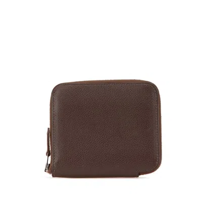 Pre-owned Hermes Azap Brown Evercalf Leather Wallet (bi-fold) ()