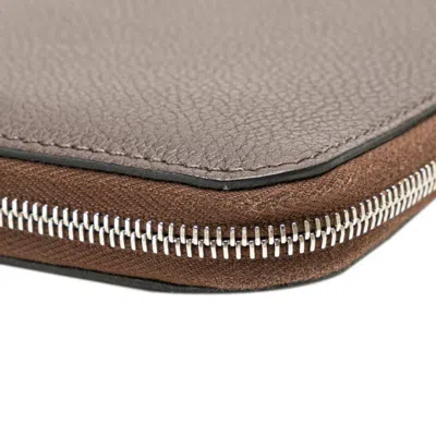 Pre-owned Hermes Azap Brown Evercalf Leather Wallet (bi-fold) ()