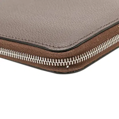 Pre-owned Hermes Azap Brown Evercalf Leather Wallet (bi-fold) ()