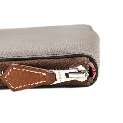 Pre-owned Hermes Azap Brown Evercalf Leather Wallet (bi-fold) ()