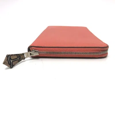 Pre-owned Hermes Azap Pink Epsom Leather Long Wallet (bi-fold) ()