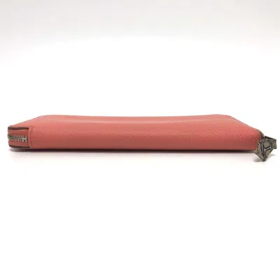 Pre-owned Hermes Azap Pink Epsom Leather Long Wallet (bi-fold) ()
