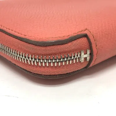 Pre-owned Hermes Azap Pink Epsom Leather Long Wallet (bi-fold) ()