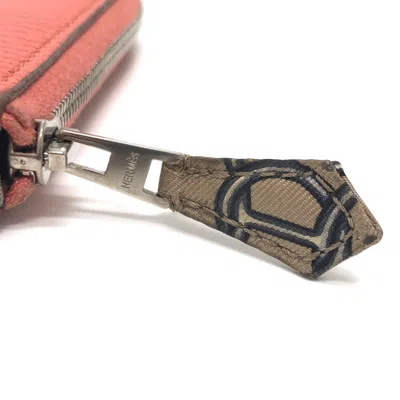 Pre-owned Hermes Azap Pink Epsom Leather Long Wallet (bi-fold) ()
