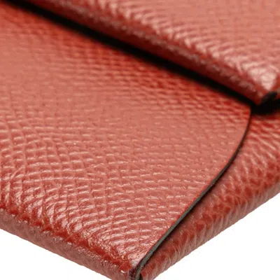 Pre-owned Hermes Bastia Brown Epsom Leather Coin Purse/coin Case ()