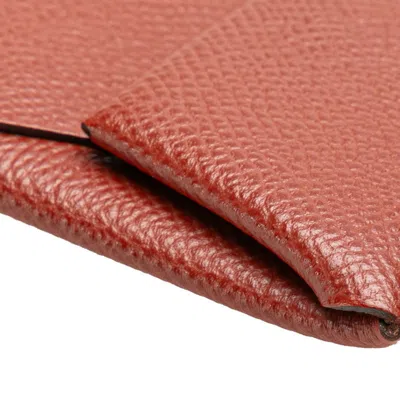 Pre-owned Hermes Bastia Brown Epsom Leather Coin Purse/coin Case ()