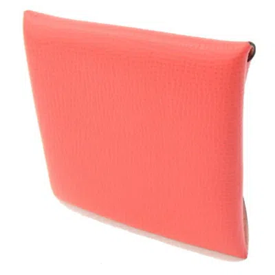 Pre-owned Hermes Bastia Rose Eglantine Epsom Leather Coin Purse/coin Case ()