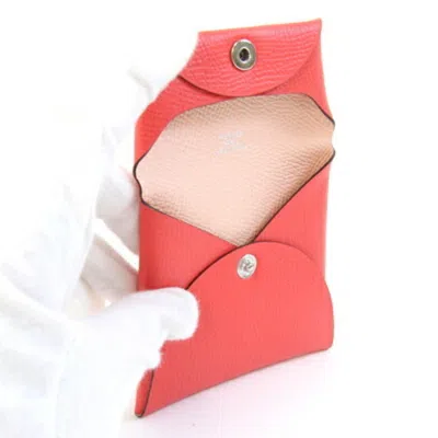 Pre-owned Hermes Bastia Rose Eglantine Epsom Leather Coin Purse/coin Case ()