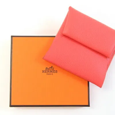 Pre-owned Hermes Bastia Rose Eglantine Epsom Leather Coin Purse/coin Case ()