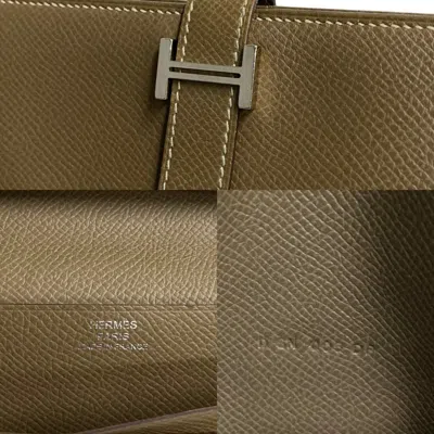 Pre-owned Hermes Beige Etoupe Gray Gray Epsom Leather Leather Long Wallet (bi-fold) ()
