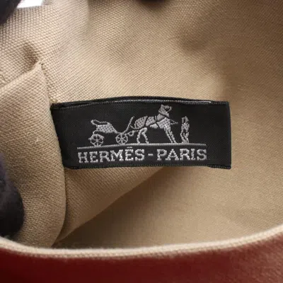 Pre-owned Hermes Beige Red Color Canvas Clutch Bag () In Multi