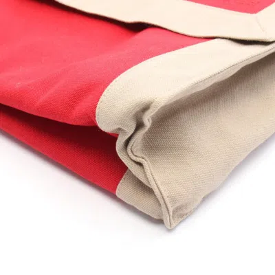 Pre-owned Hermes Beige Red Color Canvas Clutch Bag () In Multi