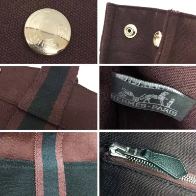 Pre-owned Hermes Black Bordeaux Canvas Tote Bag () In Multi