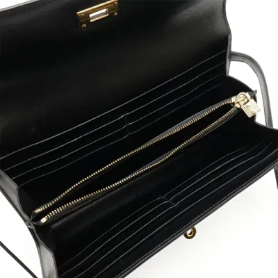 Pre-owned Hermes Black Box Calf Leather Long Wallet (bi-fold) ()