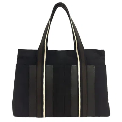 Pre-owned Hermes Black Canvas Leather Tote Bag ()