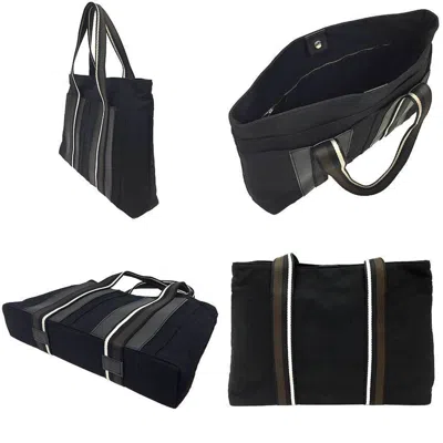 Pre-owned Hermes Black Canvas Leather Tote Bag ()