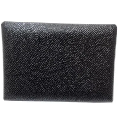 Pre-owned Hermes Black Epsom Leather Coin Purse/coin Case ()