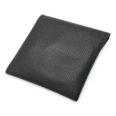 Pre-owned Hermes Black Epsom Leather Coin Purse/coin Case ()