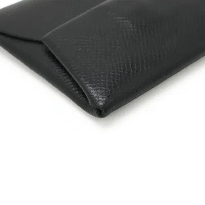 Pre-owned Hermes Black Epsom Leather Coin Purse/coin Case ()