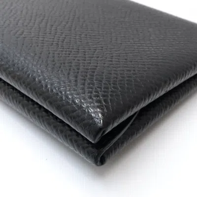 Pre-owned Hermes Black Epsom Leather Coin Purse/coin Case ()